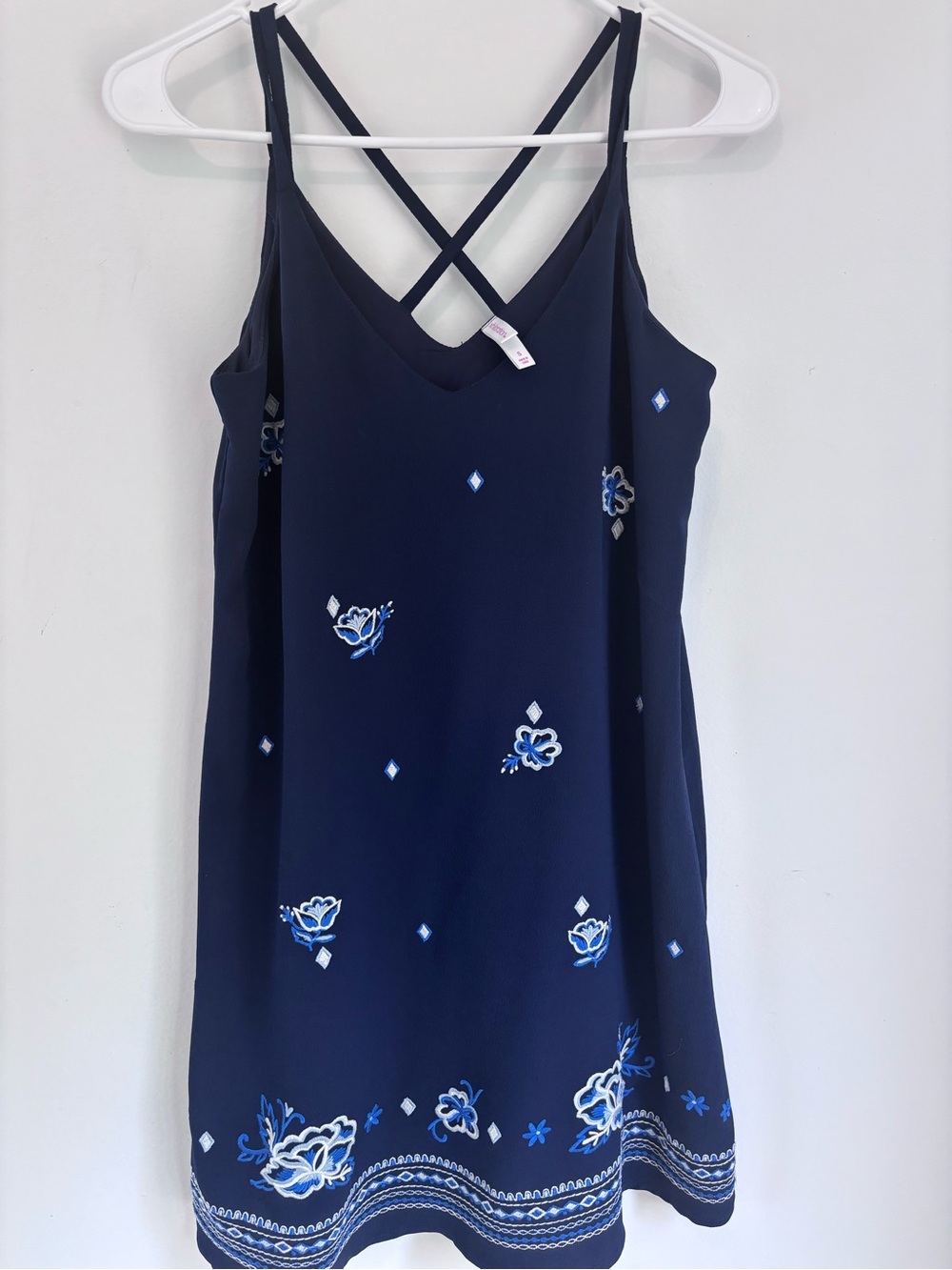 Xhilaration Navy Blue Crisscross Strap Slip Top